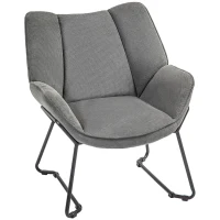 HOMCOM Fotoliu Tapițat cu Brațe Înclinate, Fotoliu din Material Textil Aspect de In și Oțel, 71,5x67x79 cm, Gri(m-11)