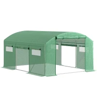 Outsunny 13 x 9.8ft Walk-In Polytunnel Greenhouse - Green(m-1)