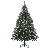 HOMCOM Künstlicher Weihnachtsbaum, 676 Zweige, 41 Zapfen, verschneite Spitzen, feuerfest, 180 cm(m-1)