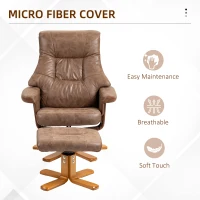 HOMCOM Fabric Recliner Armchair with footstool Faux Leather Swivel Reclining Sofa Brown(m-5)