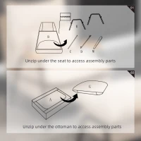 HOMCOM Relaxfauteuil met Ottoman Polsterstoel, Inclusief Kussen, 68 cm x 91,5 cm x 88 cm, Lichtgrijs(m-8)