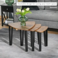 HOMCOM Set di 3 Tavolini da Caffè di Design Diverse Grandezze Finitura in Noce(m-5)