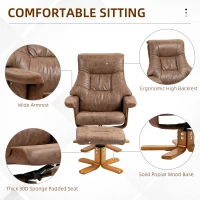 HOMCOM Fabric Recliner Armchair with footstool Faux Leather Swivel Reclining Sofa Brown(m-7)