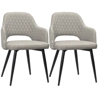 HOMCOM Pack de 2 Sillas de Comedor Tapizadas con Respaldo Ahuecado y Patas de Acero para Salón 55x55x81 cm Crema(m-10)