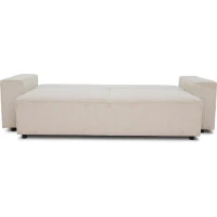 Canapé droit convertible 3 places JOSH - velours côtelé beige - Coffre de rangement - L239xP86xH85cm(m-4)