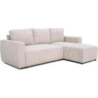 Canapé d'angle convertible réversible 3-4 places PHARELL - Velours côtelé beige - Coffre de rangement - L 230x P 155 x H 95 cm(m-3)