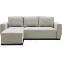 Canapé d'angle convertible réversible 3 a 4 places - PHARELL - Tissu beige - Coffre de rangement - L 224 x P 155 x H 85 cm(m-1)