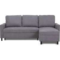 Canapé d'angle convertible - 4 places - AYA - Tissu Gris - Coffre - 212 x 144 x 87 cm(m-1)