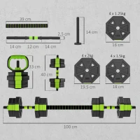 SPORTNOW Ensemble d'Haltères Ajustables 20 kg 4 en 1 comme Kettlebell Barre Haltères Support pour Flexions pour Gym Maison(m-3)