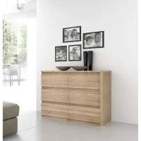 Commode CHELSEA 6 Tiroirs - Couleur chene - L 154 x P 42,2 x H 79,9 cm(m-2)