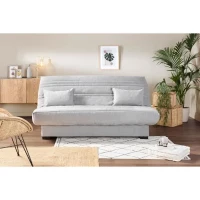 Banquette clic clac 3 places - Matelas 17 cm - Tissu gris clair - L199 x P96 x H103 cm - CHLoe(m-2)