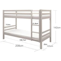 Lits superposés séparables enfant - 2x90x200 cm - Pin massif gris clair - Sommier inclus - ANDO(m-4)