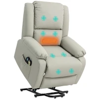 HOMCOM Sillón Levanta Personas Eléctrico con 8 Punto de Masaje Función Calentamiento 2 Controles Remotos y Bolsillo Gris Claro(m-10)