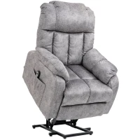 HOMCOM Sillón Levanta Personas Tapizado en Terciopelo con Reclinación 135° Mando a Distancia y 2 Bolsillos 91x83x100 cm Gris(m-10)