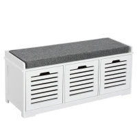 HOMCOM Schuhbank Schuhregal 3 Schubladen Schuhständer Sitzbank Schuhschrank Multifunktion Weiß 108x35x43 cm(m-1)