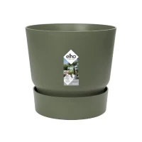 ELHO Pot de fleurs rond Greenville 25 - Extérieur - Ø 24,48 x H 23,31 cm - Vert feuille(m-2)