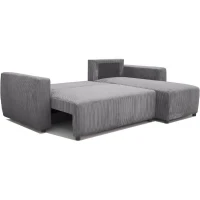 Canapé d'angle convertible réversible 3-4 places PHARELL - velours côtelé Anthracite - Coffre de rangement - L224 x P155 x H85 cm(m-3)
