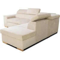 Canapé d'angle convertible réversible 5 places DAYTONA - Velours côtelé beige - Coffre de rangement - L 260 x H 94 x P 216 cm(m-3)