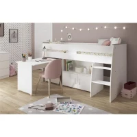 Lit combiné enfant PARISOT ZOLA - Blanc - 90x200 cm - Sommier inclus(m-2)
