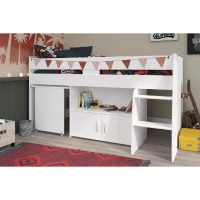 Lit combiné enfant PARISOT ZOLA - Blanc - 90x200 cm - Sommier inclus(m-3)