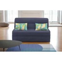 Banquette BZ - 2 places - Bleu Marine - Coussins Jungle - couchage 140 x 190 x 9 cm - Joe(m-2)