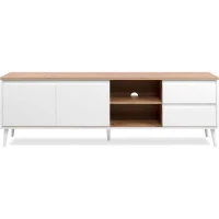 Meuble TV Linz 56A - Décor blanc / chene artisan - Panneaux de particules - 186 x 59 x 36 cm(m-1)