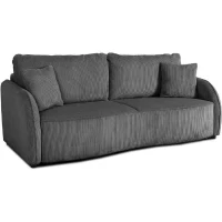 Canapé convertible 3 places - BARI - Velours cotelé - Anthracite - Coffre de rangement - 215 x 89 x 100 cm(m-1)