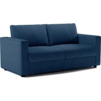 Canapé 3 places - Delta - Tissu Bleu - Convertible semi-express matelas 13cm - 190 x 92 x 90 cm(m-4)