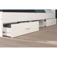 ZODIAC Lit adulte 140x190 cm - 2 tiroirs et 1 niche - Contemporain - Blanc mat(m-6)