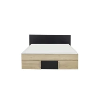 DIAGONE Lit adulte avec tiroirs de rangement  - Chataignier et noir - 140 x 190 - SWIVEL(m-3)