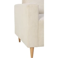 Canapé d'angle réversible - 3 places - BOB - Velours cotelé - Ecru - 197 x 138 x 65 cm(m-4)