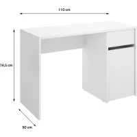 Bureau - BALI - Blanc - 1 tiroir / 1 porte - 110,3 x 50,2 x 74,2 cm(m-5)