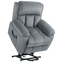HOMCOM Poltrona Relax Levanta Pessoas Elétrica Poltrona Elevatória com Massagem Poltrona Reclinável com Aquecimento Cinza(m-10)