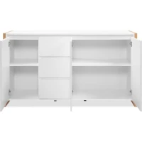 Buffet - DENVER - Chene artisan / Blanc - 3 portes - 3 tiroirs - 160 x 40 x 88 cm(m-3)