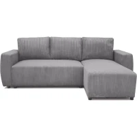 Canapé d'angle convertible réversible 3-4 places PHARELL - velours côtelé Anthracite - Coffre de rangement - L224 x P155 x H85 cm(m-1)