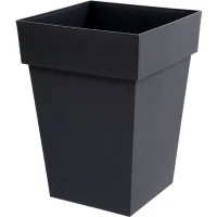 Pot de fleur mi-haut Carré 40 cm - EDA - Toscane - 39 x 39 x H. 53 cm - 51 L - Gris Anthracite(m-1)