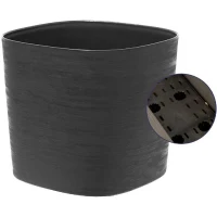 Pot avec réserve d'eau - GARDEN ID Respect - Noir-Anth 25 x 25 cm - 100% déchets ménagers - 100% recyclable - Surface structurée.(m-3)