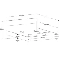 Lit adulte - AALBORG - 160 x 200 cm - Blanc / Chene - PARISOT(m-6)