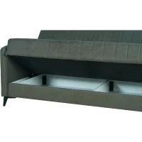 Canapé convertible - 3 places  - ENZO - Tissu vert foncé - 2 coussins - Coffre de rangement -  211 x 92 x 98 cm(m-6)