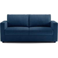 Canapé 3 places - Delta - Tissu Bleu - Convertible semi-express matelas 13cm - 190 x 92 x 90 cm(m-3)