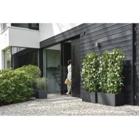 ELHO Bac a fleurs Vivo Next Square 40 - Ø 39 x H 38 cm - Intérieur,Extérieur - 100% recyclé - Noir(m-3)