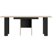 Table console extensible - DIAGONE - EXIT - Chene clair / Noir - Jusqu'a 14 couverts - 160/295 x 80 x 77 cm(m-4)