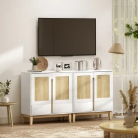 HOMCOM Buffet, Aufbewahrungsmöbel mit 2 Türen, 2 Schubladen und verstellbarem Regal, 80 x 40 x 86 cm, Weiß und Eiche(m-4)