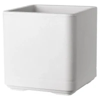 DEROMA Pot de fleurs Cube Cosmo -  38 x h39 cm - Perle -  A réserve d'eau - Roulettes(m-1)