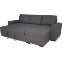 Canapé d'angle convertible réversible CATHY 3 places - Tissu Gris - L 242 x P 155 x H 85 cm(m-4)