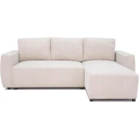Canapé d'angle convertible réversible 3-4 places PHARELL - Velours côtelé beige - Coffre de rangement - L 230x P 155 x H 95 cm(m-1)