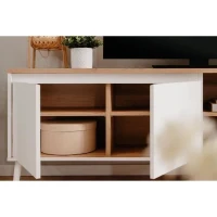 Meuble TV Linz 56A - Décor blanc / chene artisan - Panneaux de particules - 186 x 59 x 36 cm(m-5)