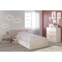 PARISOT Chambre Enfant Complete style contemporain décor acacia clair et blanc - l 90 x L 190 cm - CHARLEMAGNE(m-1)