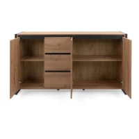 DENVER Buffet 3 portes 3 tiroirs - Décor chene artisan / Anthracite - L 160 x P 40 x H 88 cm(m-5)