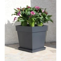 Pot de fleur Carré 40 cm - EDA – Toscane - 39 x 39 x H.39 cm - 38 L - Gris Anthracite(m-2)